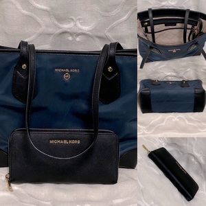 Michael Kors nylon navy tote only.